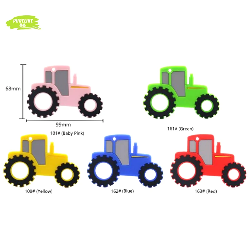 High Quality Custom BPA Free Food Grade Baby Tractor Car Silicone Sensory Teething Toys