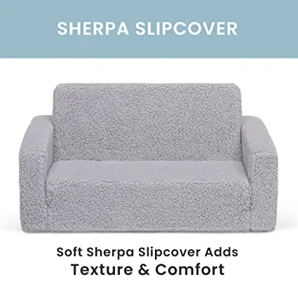 Sofa cover Children Cozee Flip-Out Sherpa cover 2-in-1 Convertible Sofa cover to Lounger for Kids sofa Cream