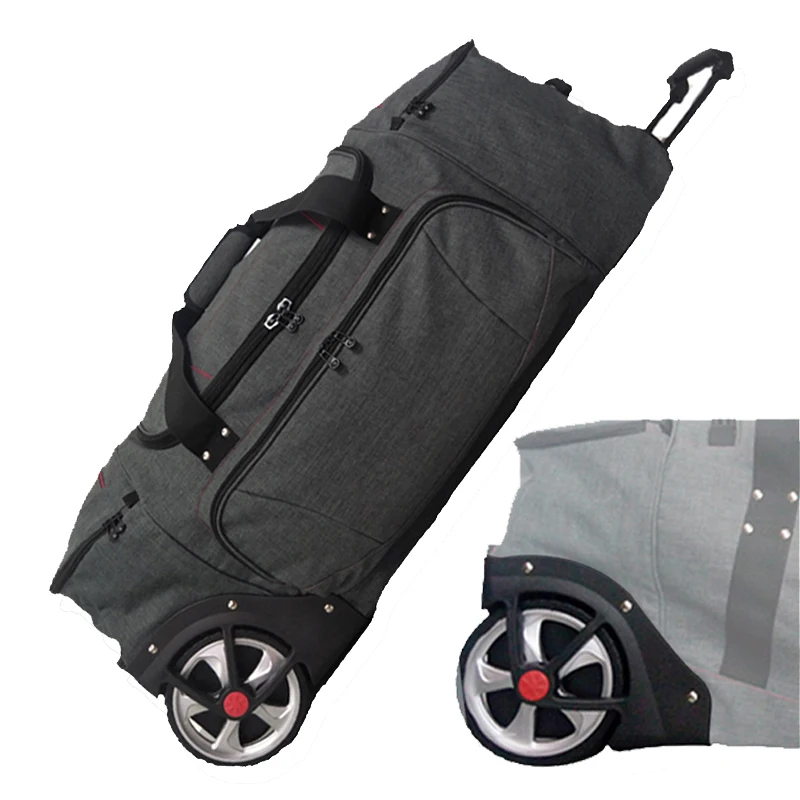 Custom OEM Big Wheels Luggage large capacity soft fabric big suitcase Carry on Backpack with Trolley