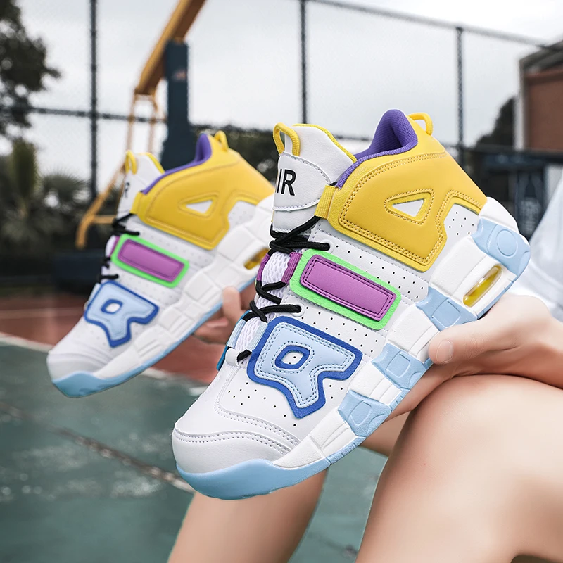 Personality Design Sneakers High Top Breathable Air Cushion Non-slip Basketball Shoes