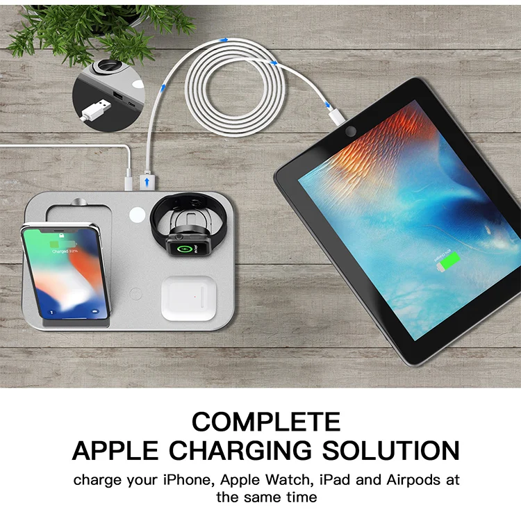 Новое поступление 5 в 1 Беспроводное зарядное устройство Подставка для iphone12 Зарядное Док-станция Airpods серии Apple