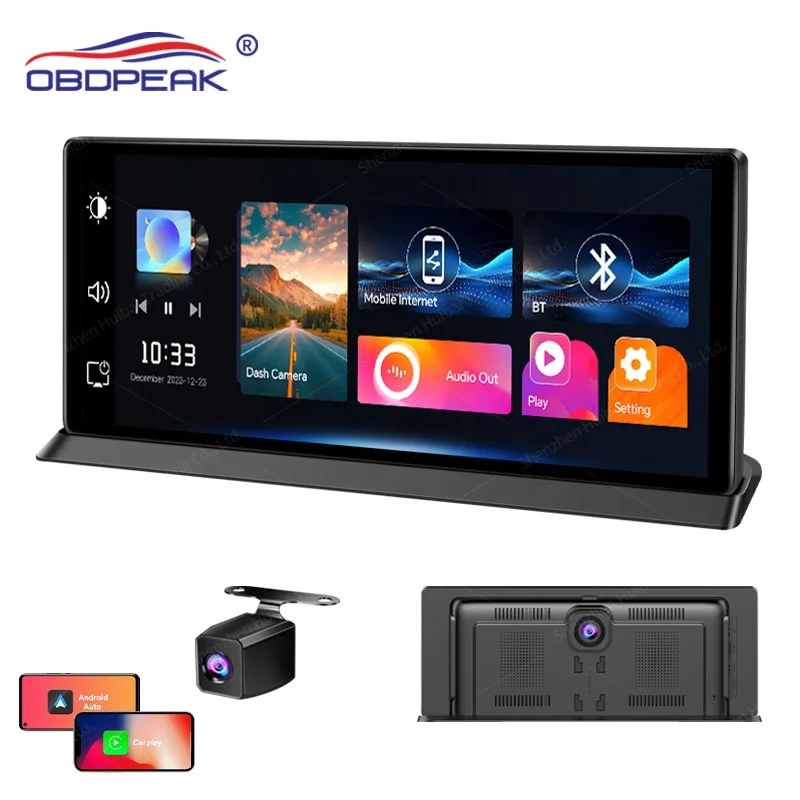 NEW 11.3 inch UHD 4K WIFI  Dashcam Wireless Carplay & Android Auto Rearview Car DVR GPS Night Vision Video Recorder Black Box