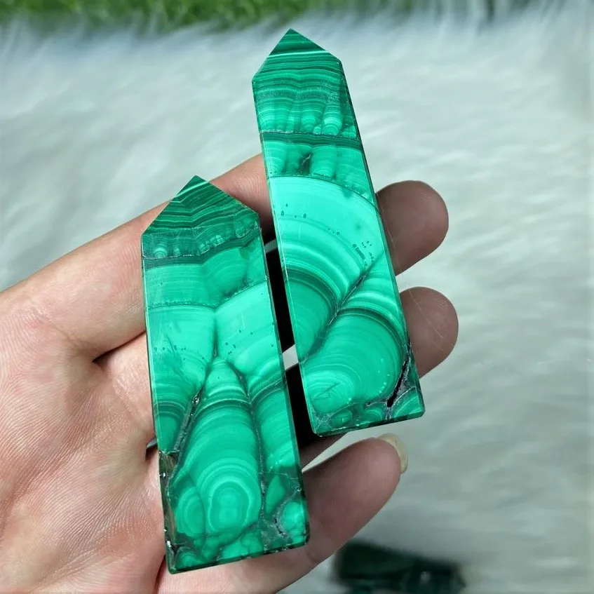 
Wholesale healing natural crystal stone tower new product Malachite green point for decoration 
