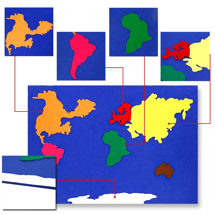 
new design felt continent world map felt baby education toys world map felt puzzle mat 