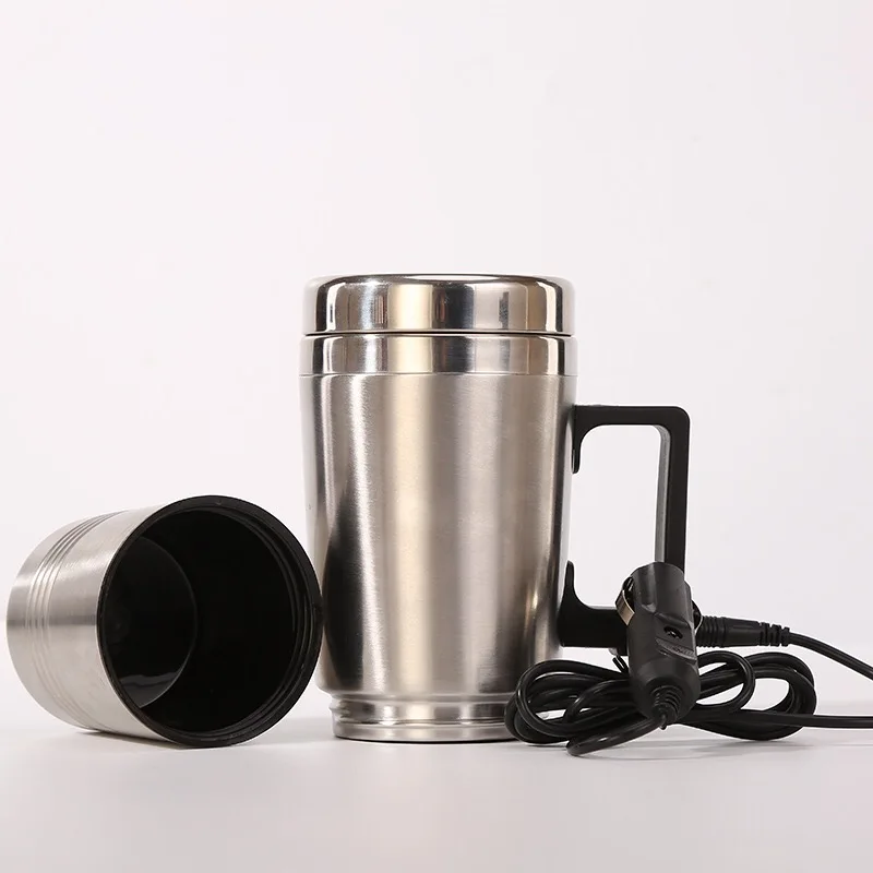 2022 Popular 16oz stainless steel Plug-In Warmer Travel Mug,Electric Coffee Mug with Car Plug,USB heated thermos mug with handle
