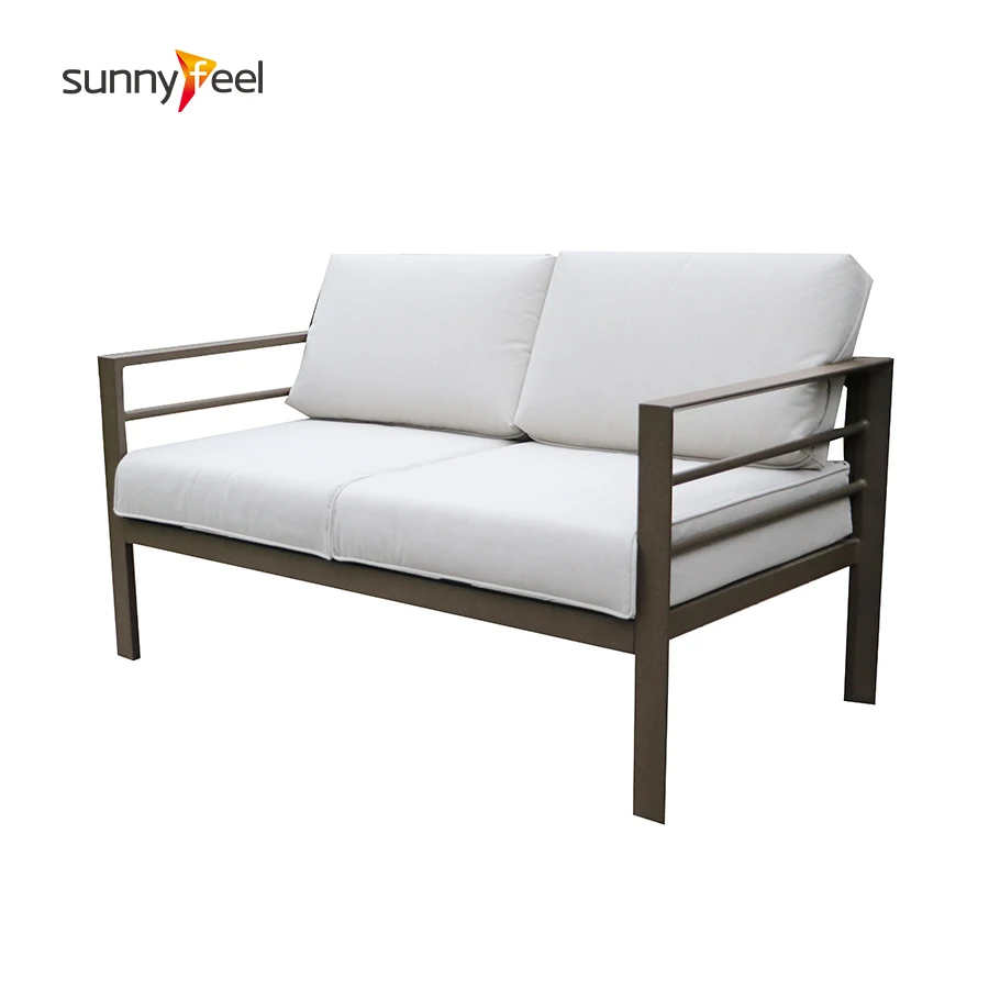 Современная быстрая доставка, садовый металлический диван с порошковым покрытием, алюминий, 4 шт., набор садовой уличной мебели, стулья, алюминий, для улицы
