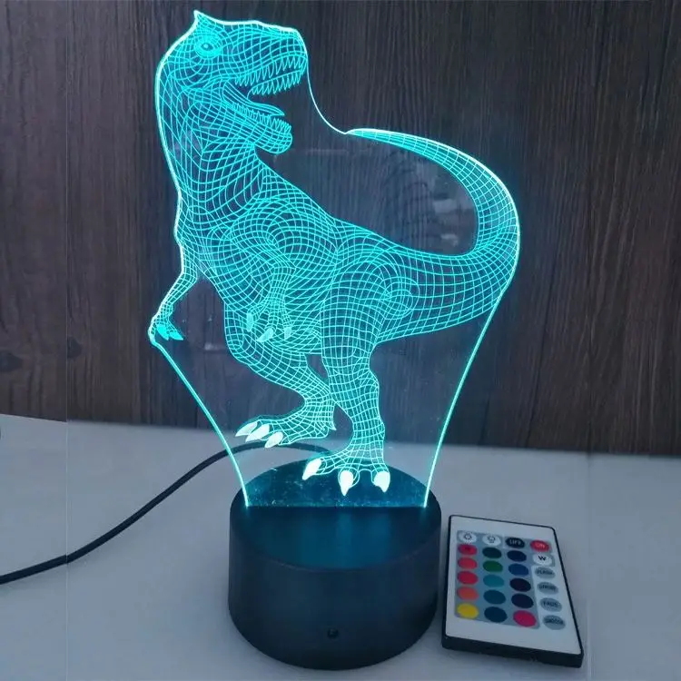 Black ABS AA Battery Powered with Remote Controller Acrylic 3D Led lamp base