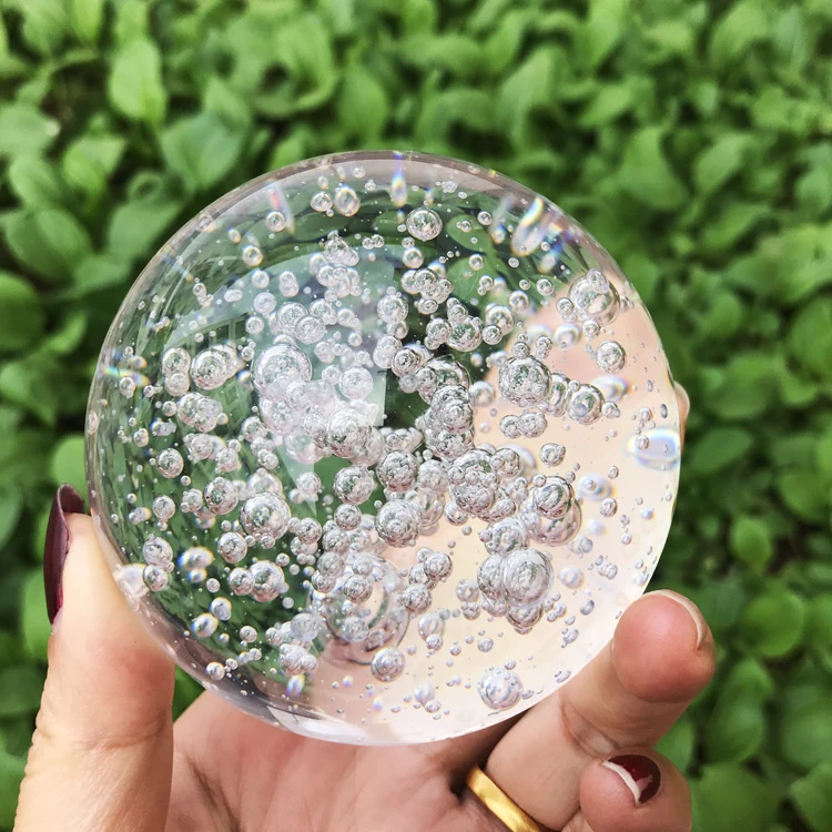 Прямая Продажа с фабрики прозрачный стеклянный шар с пузырьками/хрустальный стеклянный шар 60 мм