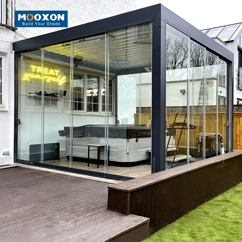 Custom Sizes Motorized Aluminum Gazibo Gazebo Outdoor Canopy Adjustable Louvered Roof Weather-Resistant Garden Pavilion Pergola