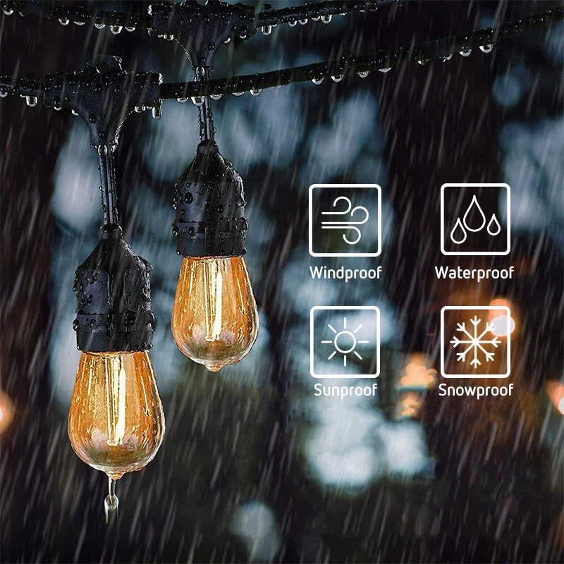 
 Самые продаваемые товары, 48 футов, 15 м, садовая гирлянда 165 Вт, IP65, освещение для внутреннего дворика, уличная Гирлянда для украшения вечеринки, двора  