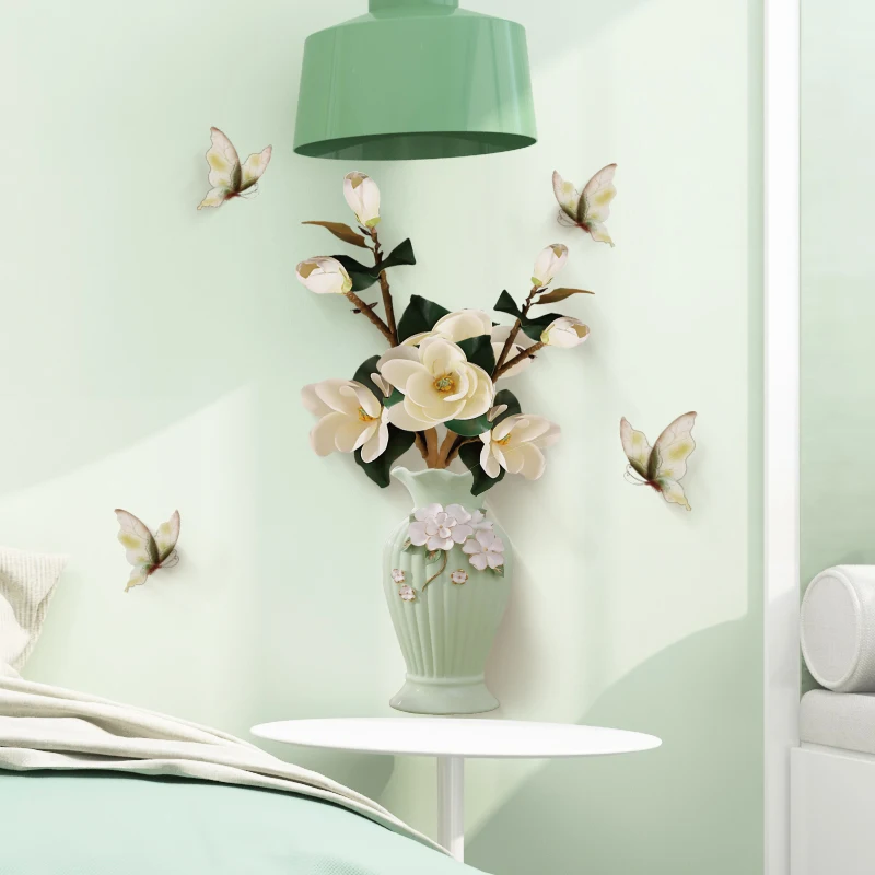 YIYAO Nordic vase three-dimensional simulation office bedside table TV background removable Self-adhesive wall stickers
