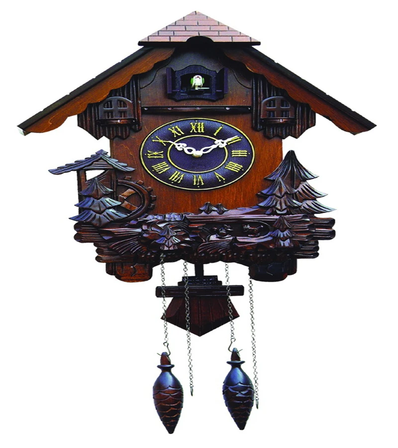 Wooden Musical Cuckoo Clock Quartz Analog Living Room Wood Single Face Creative with Bird Singing All-season Giveaways Circular