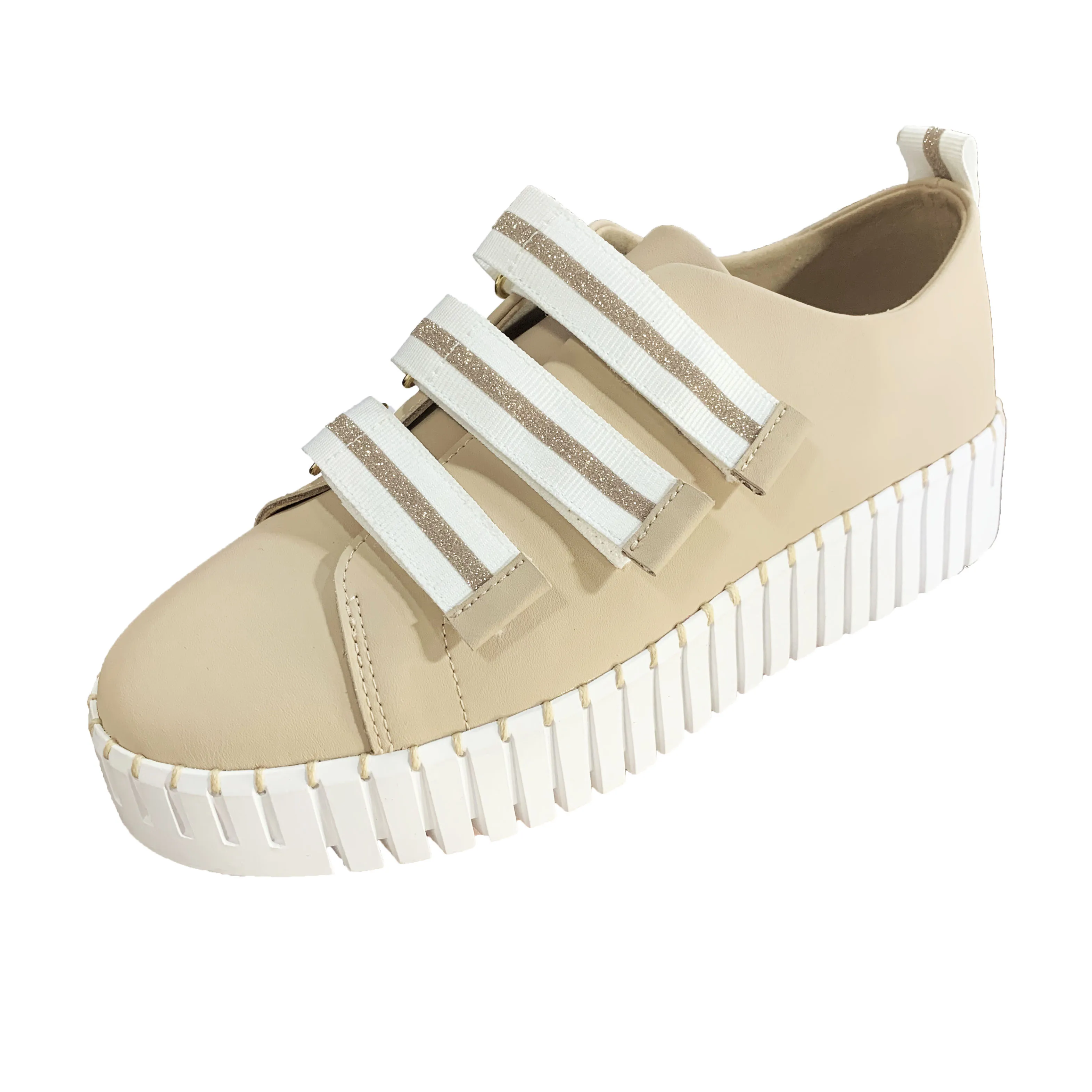 Custom High Quality  Oem / Odm Low Moq Elamel Beige Woman Fashion Sneaker All Season Extra-light
