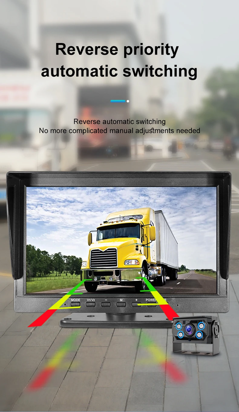 All-round Car Camera System DVR Recording 10.1 Inch Quad Split Monitor Siren Light BSD Alarm Truck Rear View Monitoring System