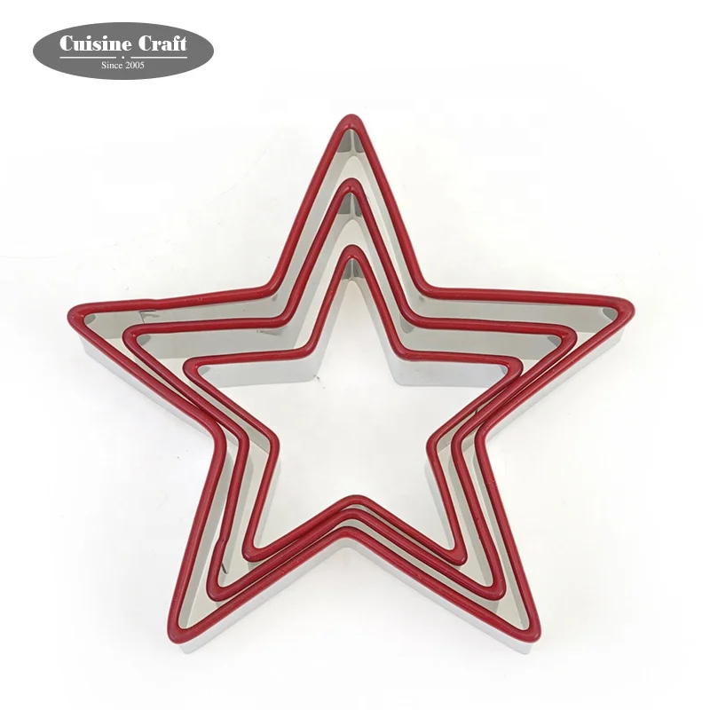 LFGB Custom Stainless Steel Christmas gingerbread tree snowflake with  Silicone edge Biscuit Cookie Cutter sets