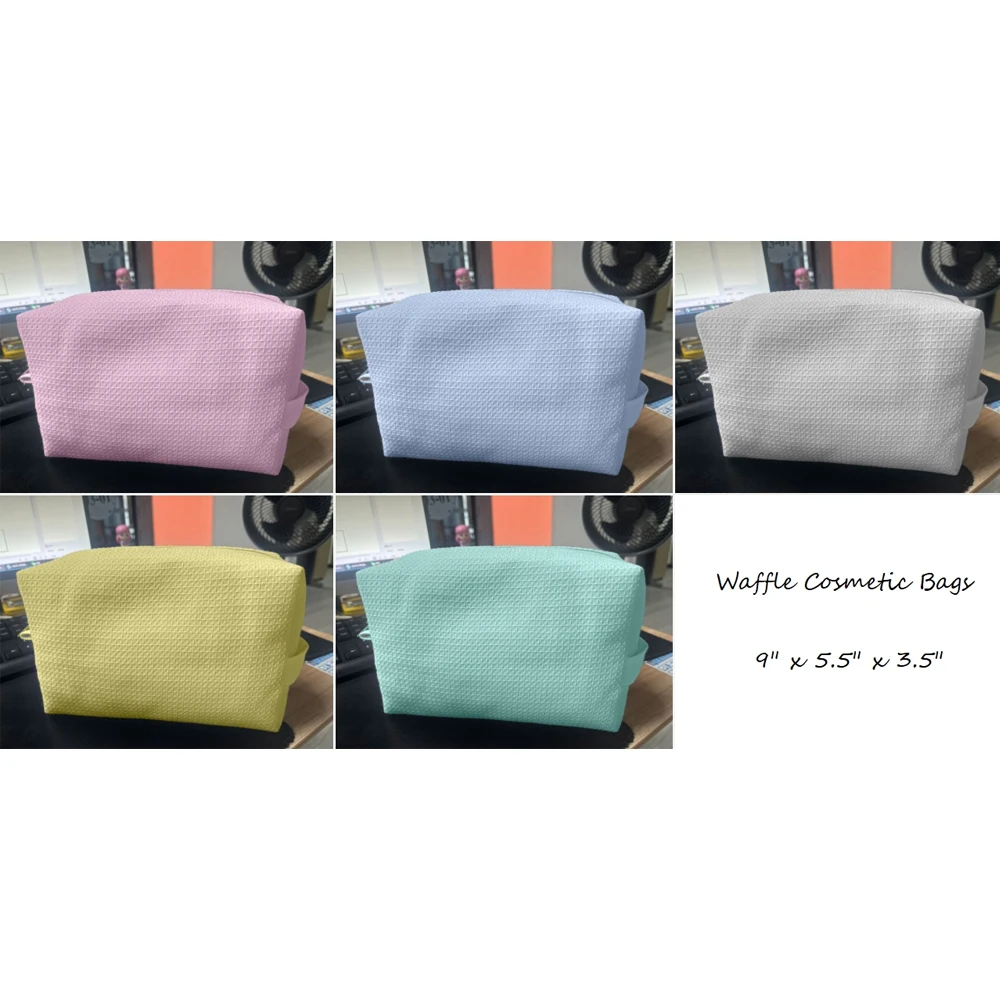 New Arrival Monogrammed Waffle Custom Bag Wedding Gifts For Guests Makeup Storage Pouch