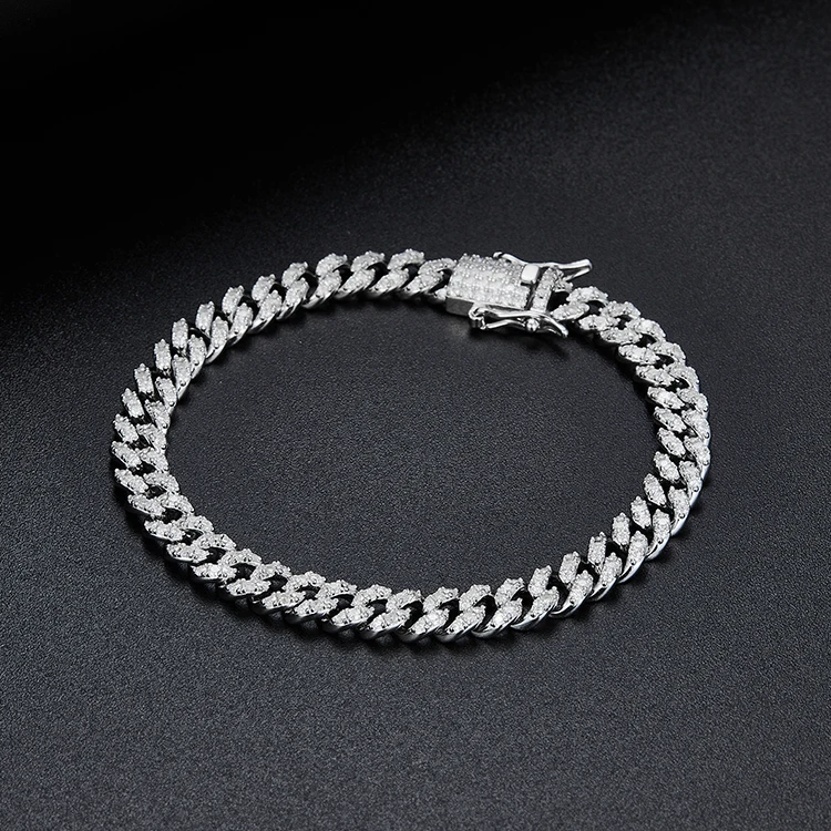 Sale 6mm single row vvs Diamond Chain S925 Silver GRA Moissanite Cuban Link Necklaces bracelets women man fine jewelry