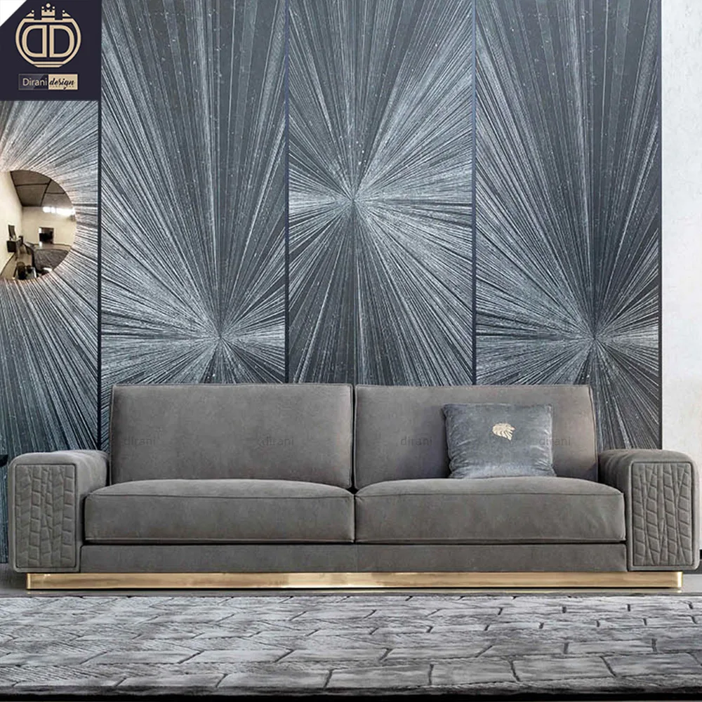 2022 hot sale dark gray living room furniture sofa set genuine leather italian luxury modern leather sofa