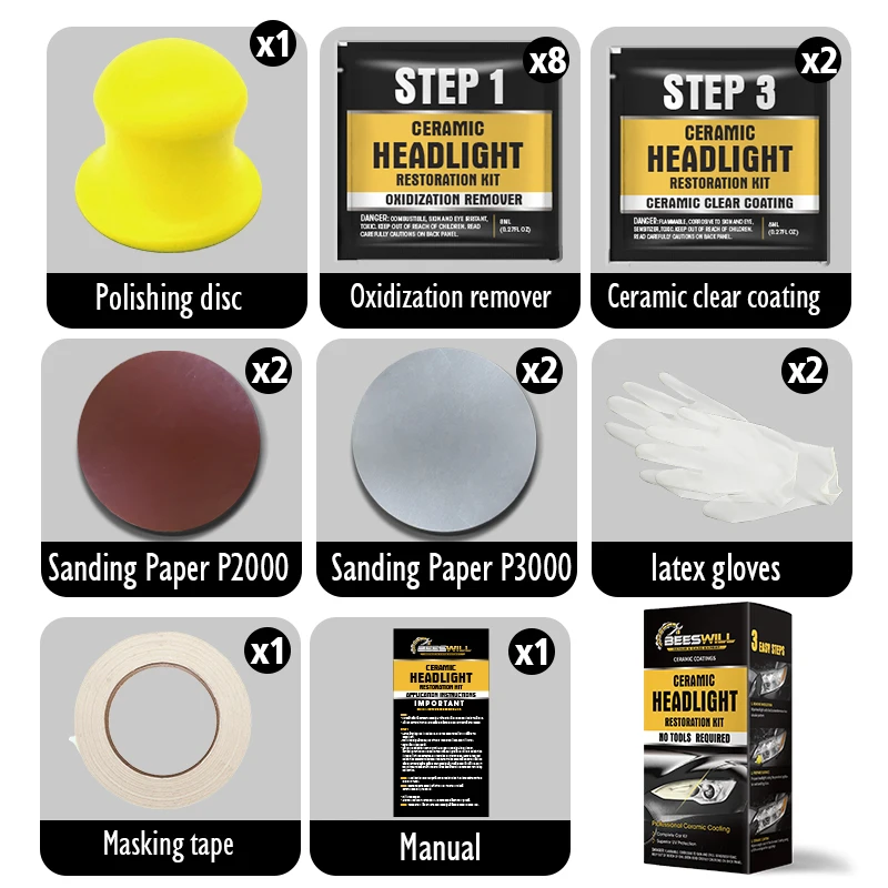 Free samples headlight restoration kit cleaning car headlight restorer kit wipes