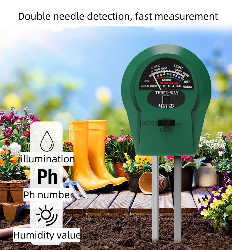 New Design Portable 3-in-1 Garden Soil Moisture Ph Meter Light Sensor Tester For Home Use Garden Soil Tester