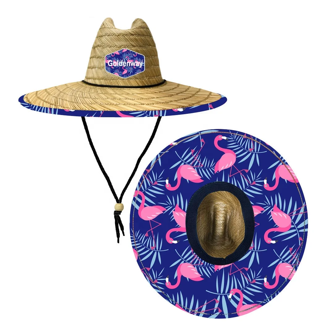 Flamingo Pattern design sun production women lifeguard chinese straw hats