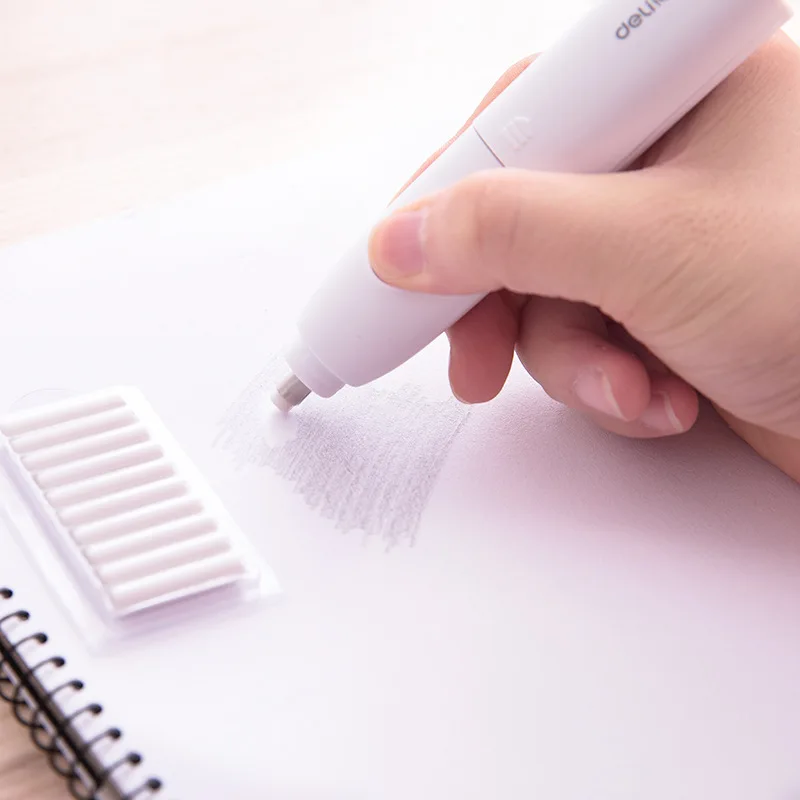 Deli Electric Eraser Art Drawing Mechanical Pencil Erasers for Kids Office School Correction Supplies With Rubber Refill 2.5/5mm