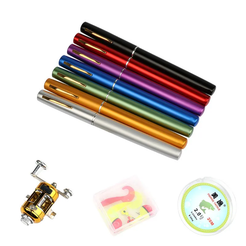 Portable 1M Fishing Tackle Pen Pocket Mini Fishing Rod Aluminum Alloy Outdoor Glass Hard FRP Ice Fishing Rod Case CN;JIN XINGE