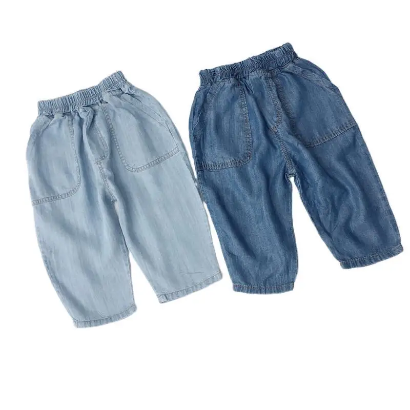Spring And Summer New Denim Tencel Cotton Nine-Point Pants For Children Korean Version Of Pure Cotton Children Jeans Baby Boy
