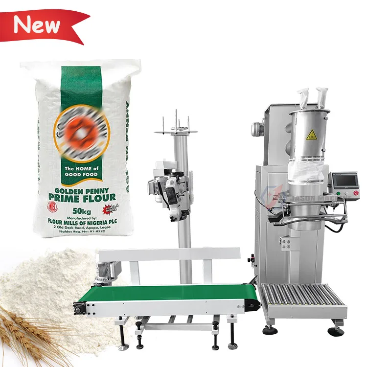 Automatic 5k 50k valve woven bag weighing and packing machine for wheat powder