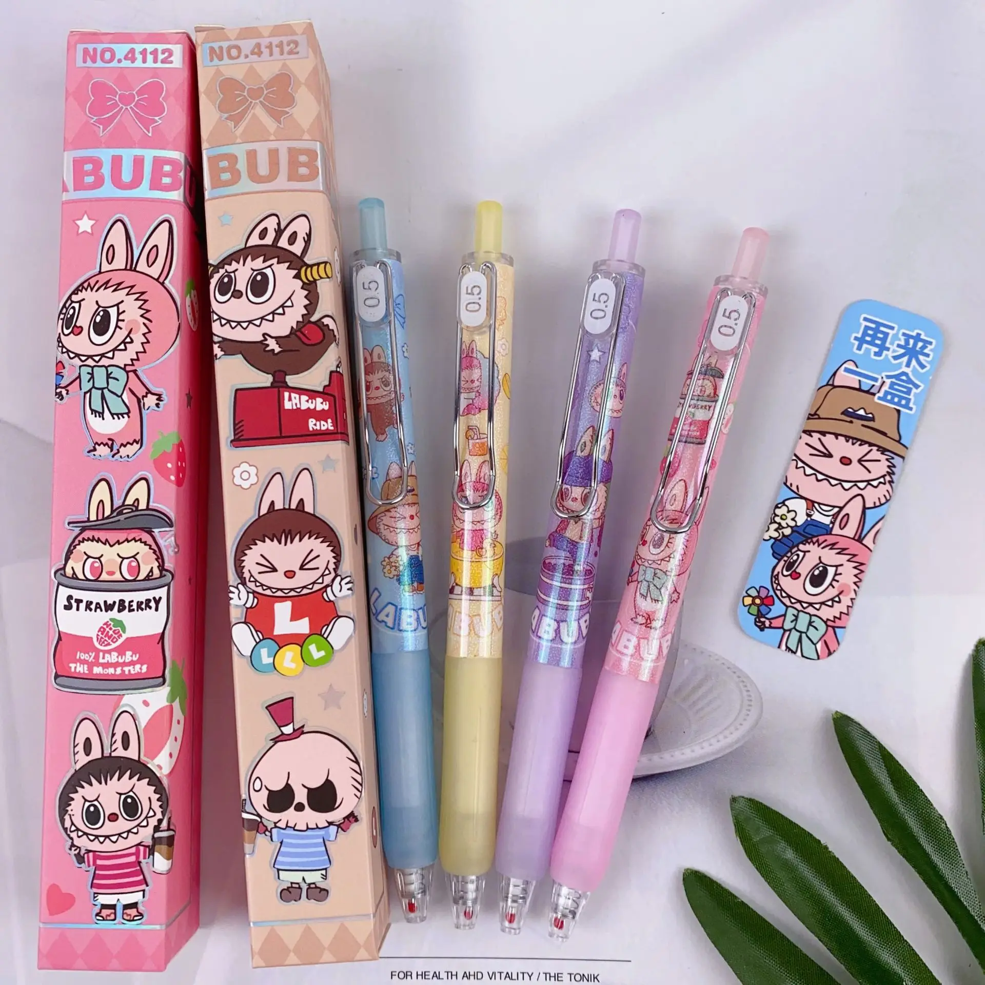 W-666 School Stationery Supplies Colorful Cute Neutral Pen 0.5mm Labubu Write Pen Office Black Press Signature Pen