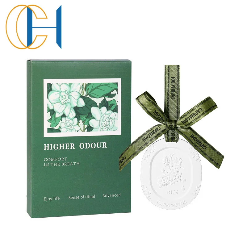 C&H 2024 Hot Sale Handmade Decorative Matte White Flowers Plaster Luxury Customized Aroma Hanging Air Fresheners for Car