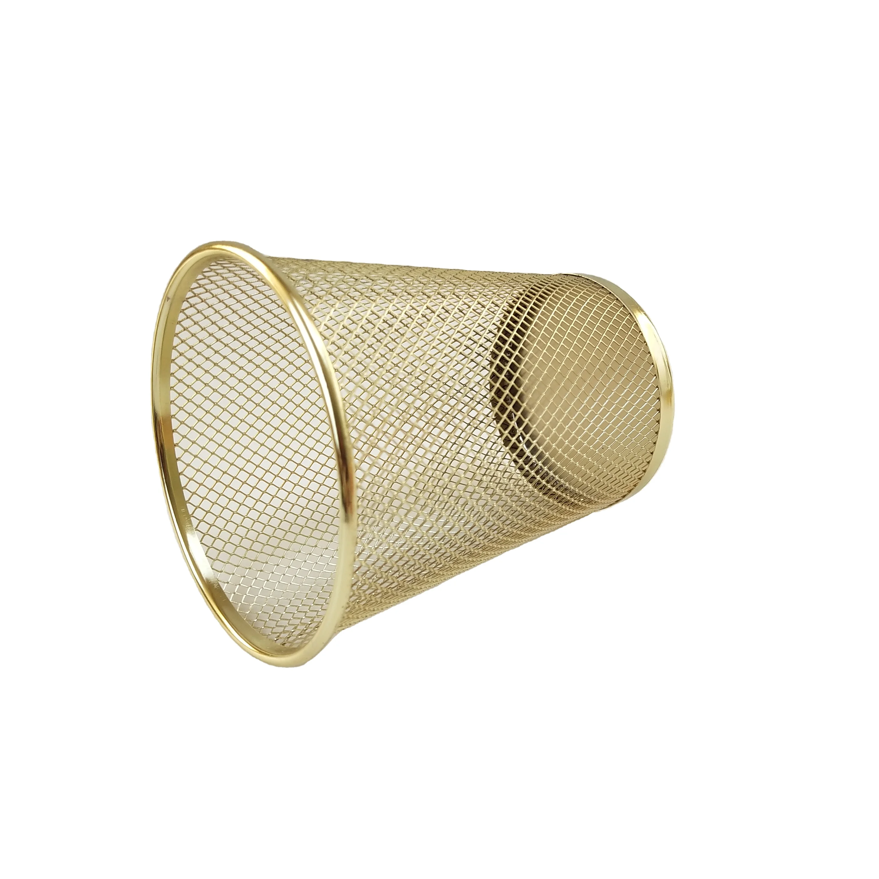 Office Supplies Organizer Stationary Office Accessories Metal Mesh Rose Gold Pen Display Stand Pen Cup Container Pen Holder