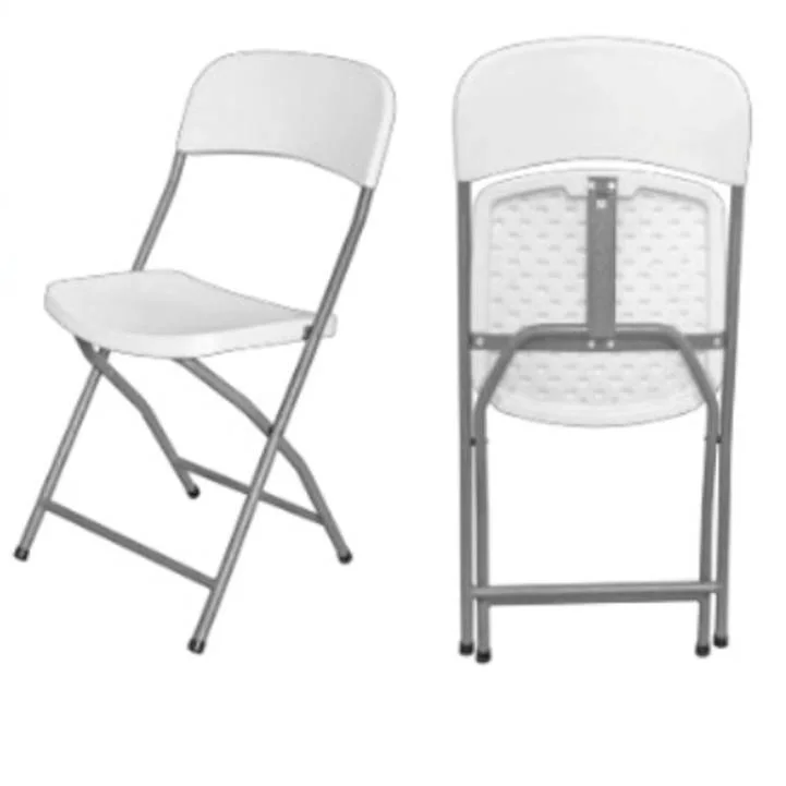 Easy stack and store foldable party events HDPE plastic white folding chair