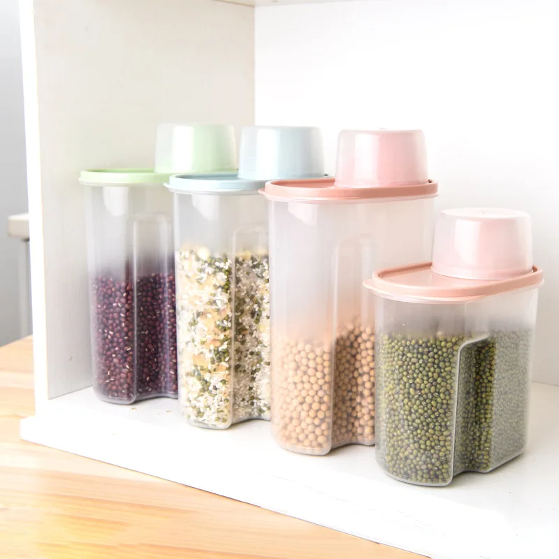Transparent sealing storage jars  grains edible oil storage moisture-proof insect dust with scale miscellaneous food jar