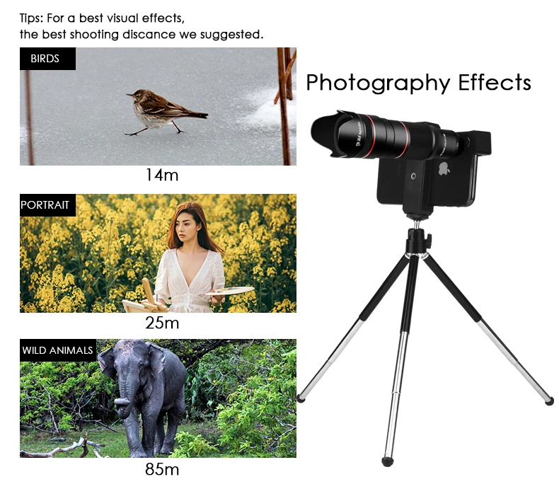 Good monocular telescope 36 times, high-definition magnifying lens 18x100 telescope and mobile phone telescope