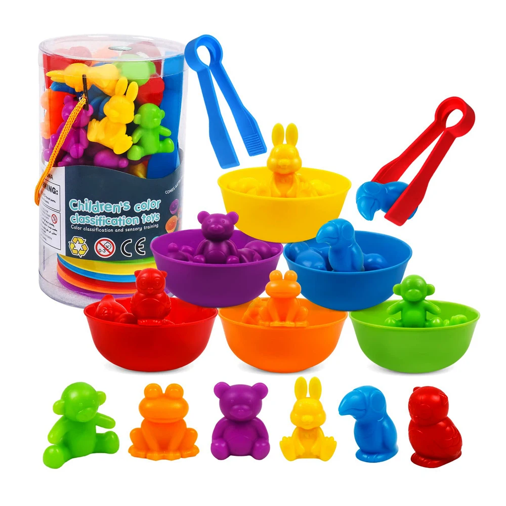 Counting Animal Color Sorting Toys with Rainbow Cups Learning Activities Classification Toddler Sorting and Stacking Toys