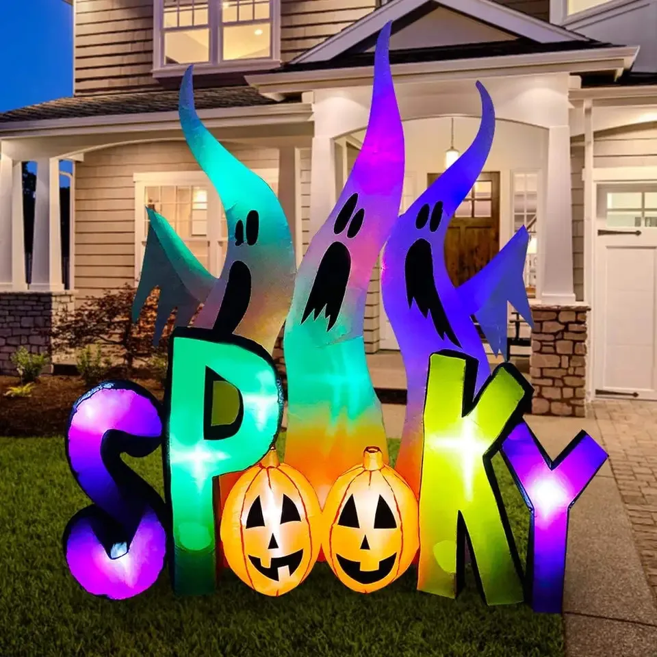 Pumpkin and Black Cat Combination Hot Selling Luminous Halloween Dress Up with Inflatable Lights Decoration