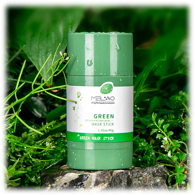 Oem Logo Melao Organic Black Heads Remover Moisturizing Hydrating Cleansing Solid Facial Clay Green Tea Mask Stick