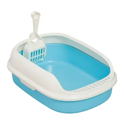 Plastic modern cheap pet toilet cat litter box with free shovel