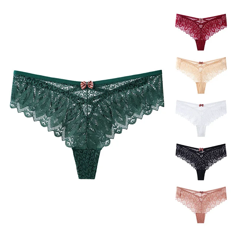 9080 Wholesale 6 PACK Women Underwear  Breathable Low Waist Design and Comfortable Cotton Crotch  Sexy  Seductive Lace Thong
