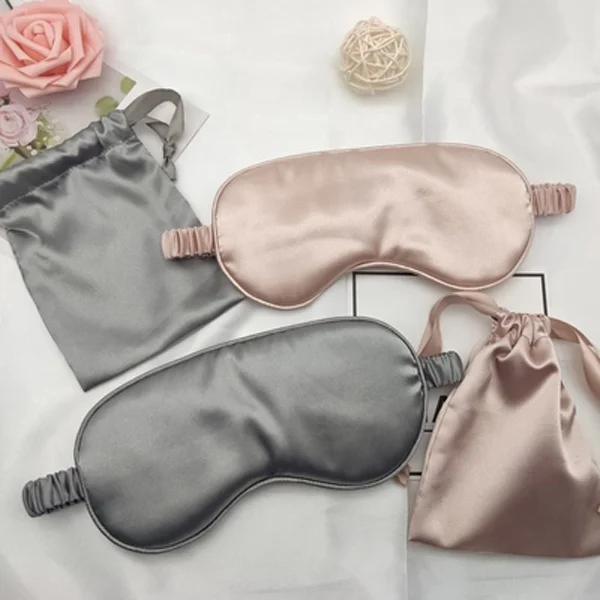 Wholesale Solid Color with same color Piping 100% Pure Mulberry Silk Sleeping Eye Mask