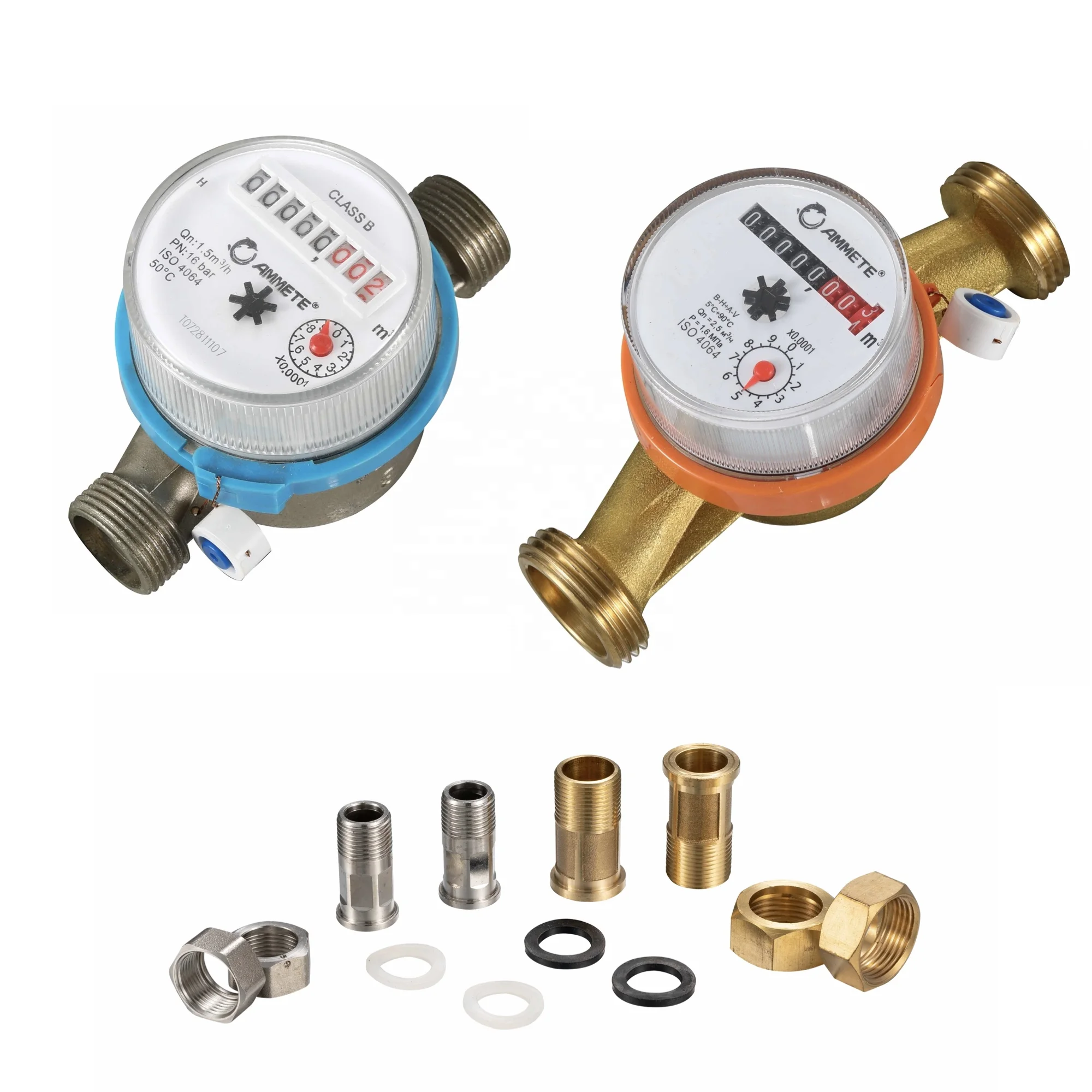 Brass water meter DN 15-DN 20 Single-Jet Water Meter / China manufacturer