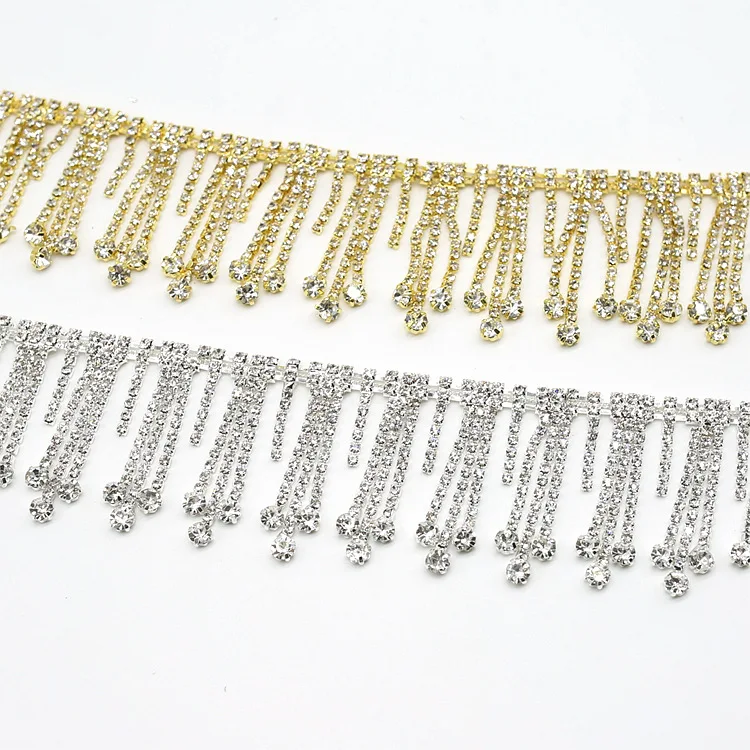 Bling Tassel Rhinestone Chain Trims for Bridal Wedding Dress Belt Decoration