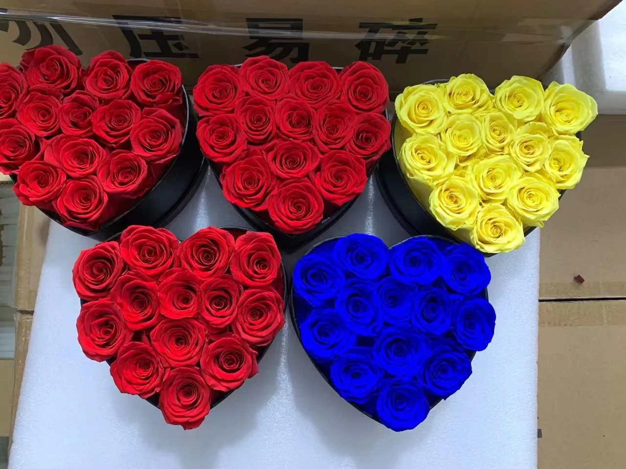 Wholesales Eternal Colorful Flowers Valentines Day Custom Brand in Round and Square Immortal Forever Red Preserved Rose Gift Box
