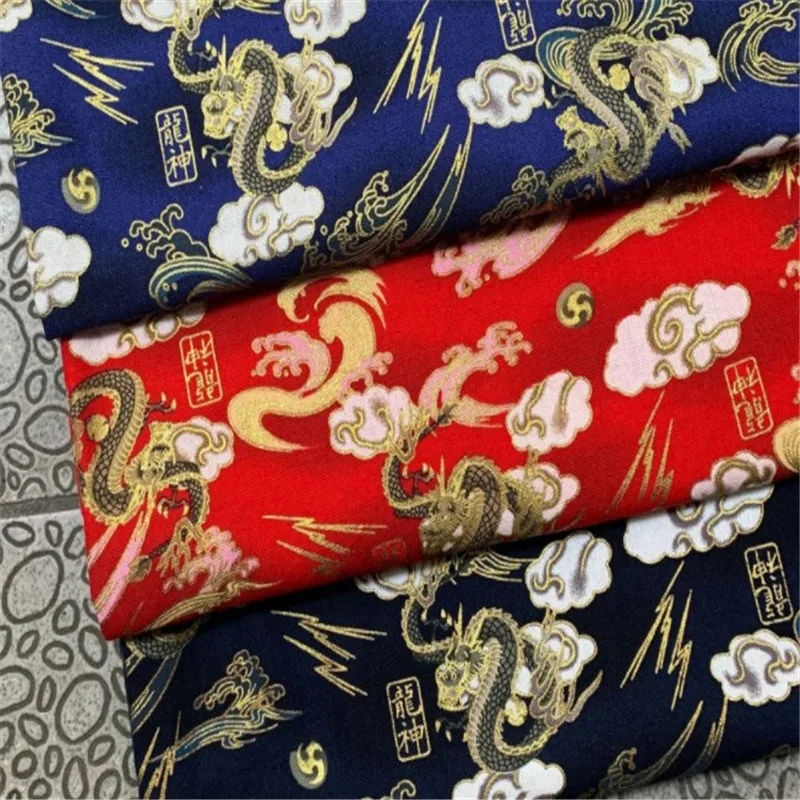 Натуральная хлопковая ткань с классическим штампом дракона бронзовая печать текстиль для подушки домашний