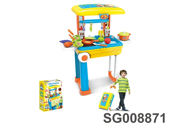 kids electric 3 in 1 deluxe simulation kitchen suitcase toys toddlers kitchen table toys play set