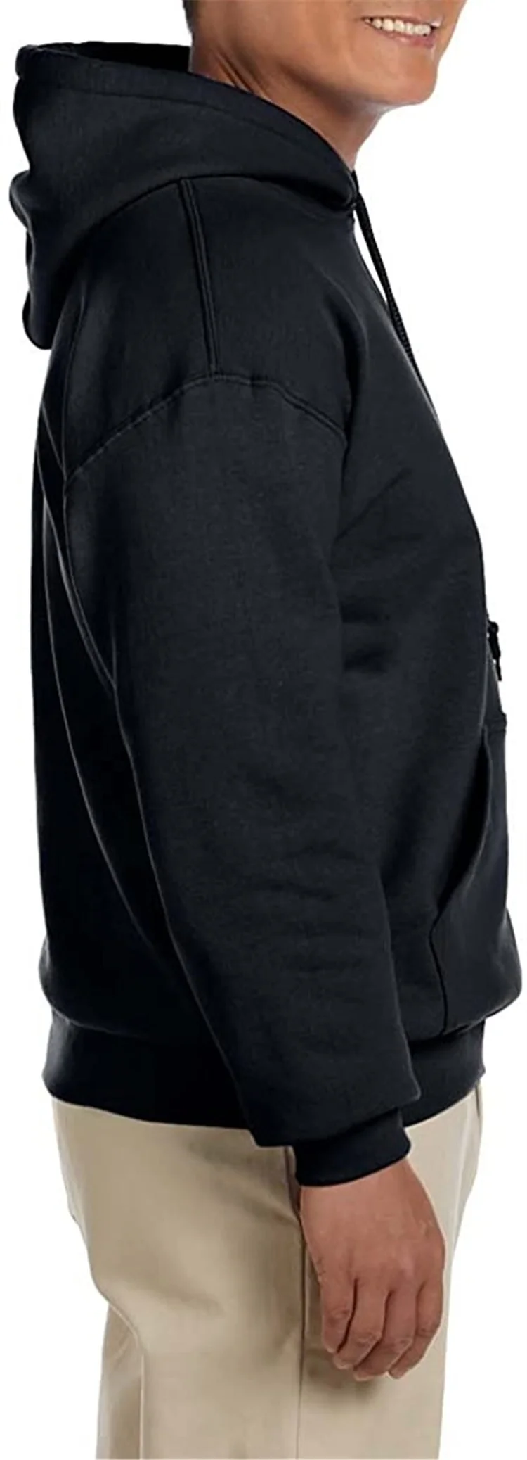 Byval custom logo embroidery drawstring cotton polyester hoody thick fleece heavyweight plain black hoodie sweatshirt for men