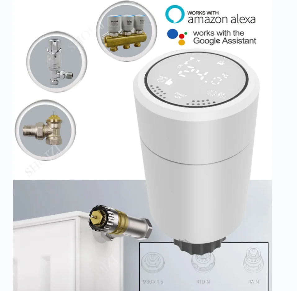 Alexa Voice Tuya Digital  Wireless WIFI Smart Home Anthracite Heating Thermostat Water Thermostatic Radiator Valve