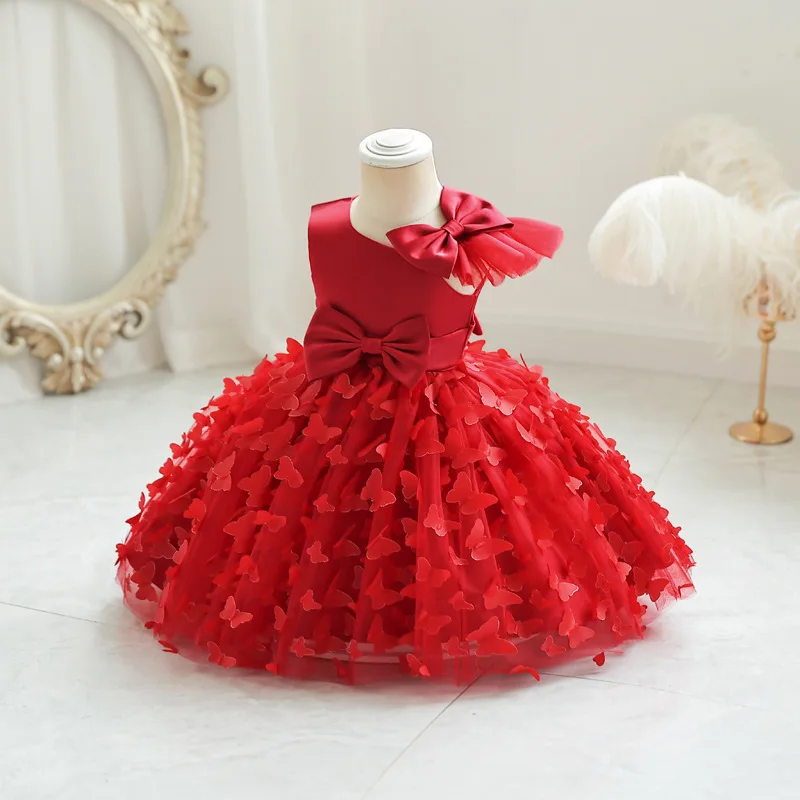 M133 New Girls Fashion Clothes Birthday Ball Gown Party Wear Baptism Wholesale 1-6 Years Old Baby Girl Dress