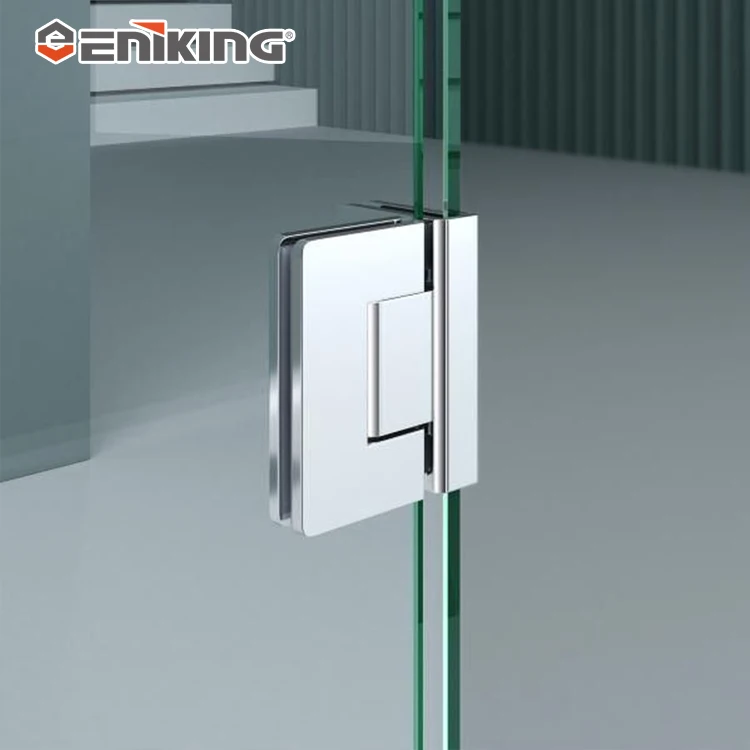 Hotel Toilet Partition Screen Square Bevel Edge Double Side 90 Degree Glass to Glass Brass Shower Door Hinge